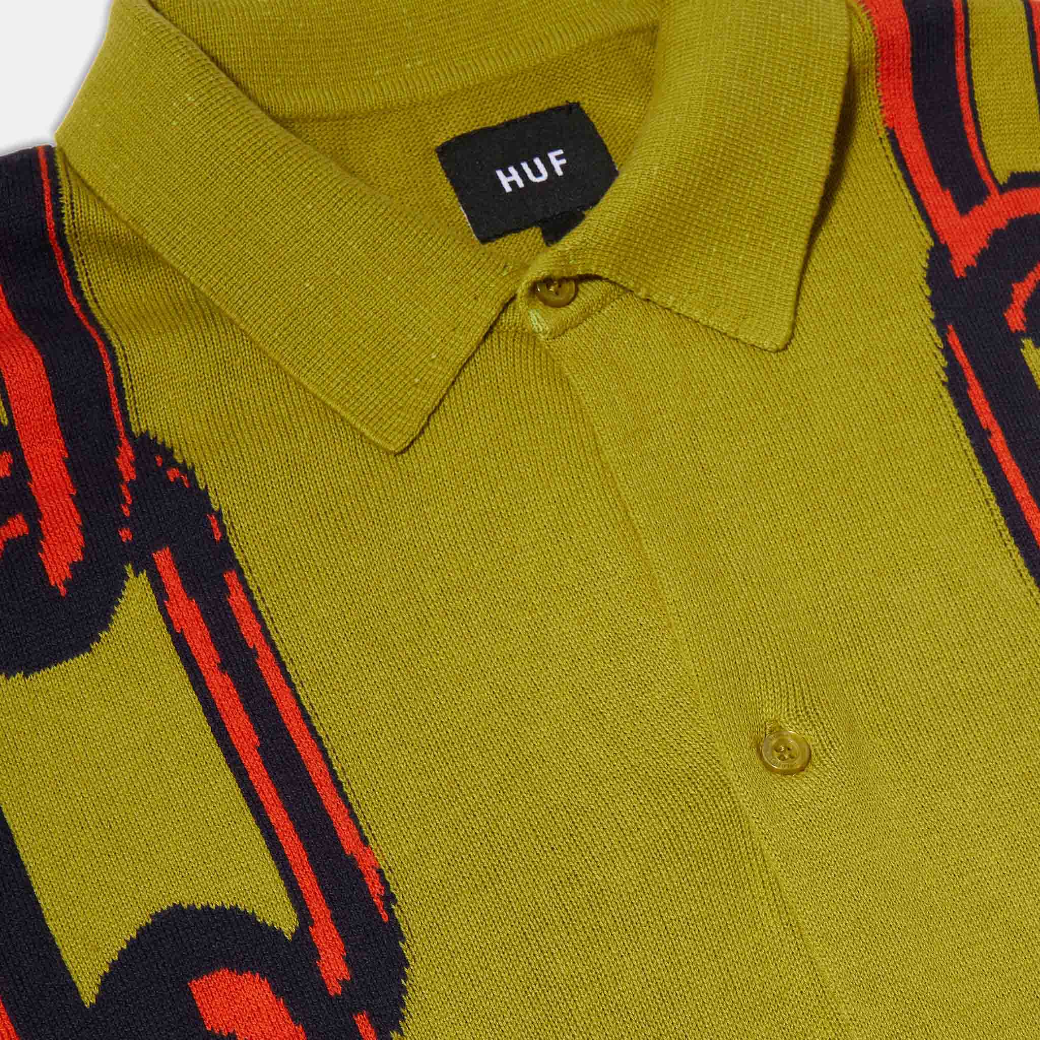 Huf - Linked Short Sleeve Knitted Polo Shirt - Green - Image 3