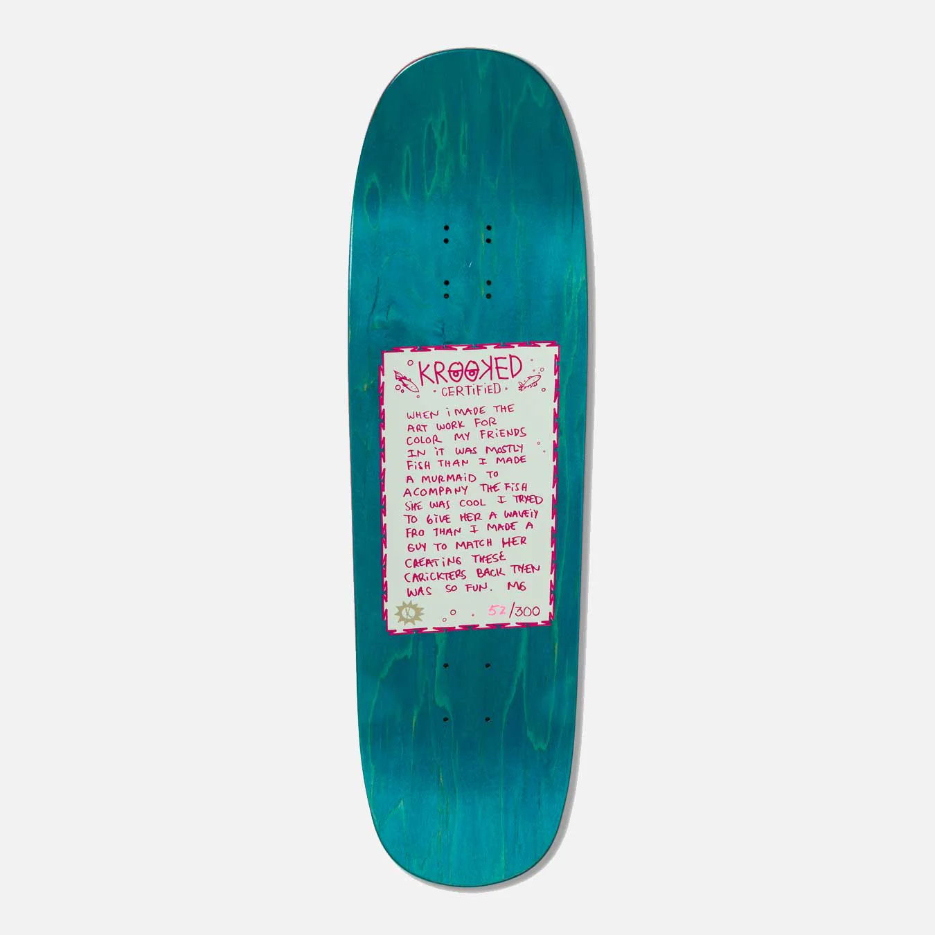 Krooked Skateboards - 9.25" Mermaid Hand Screened Limited Edition Deck - Image 2