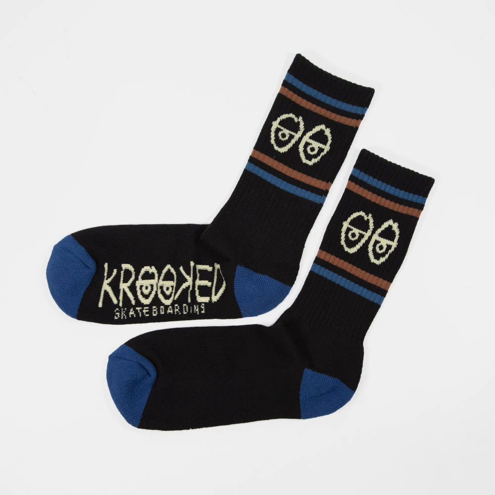 Krooked Skateboards - Eyes Socks - Black / Blue / Brown