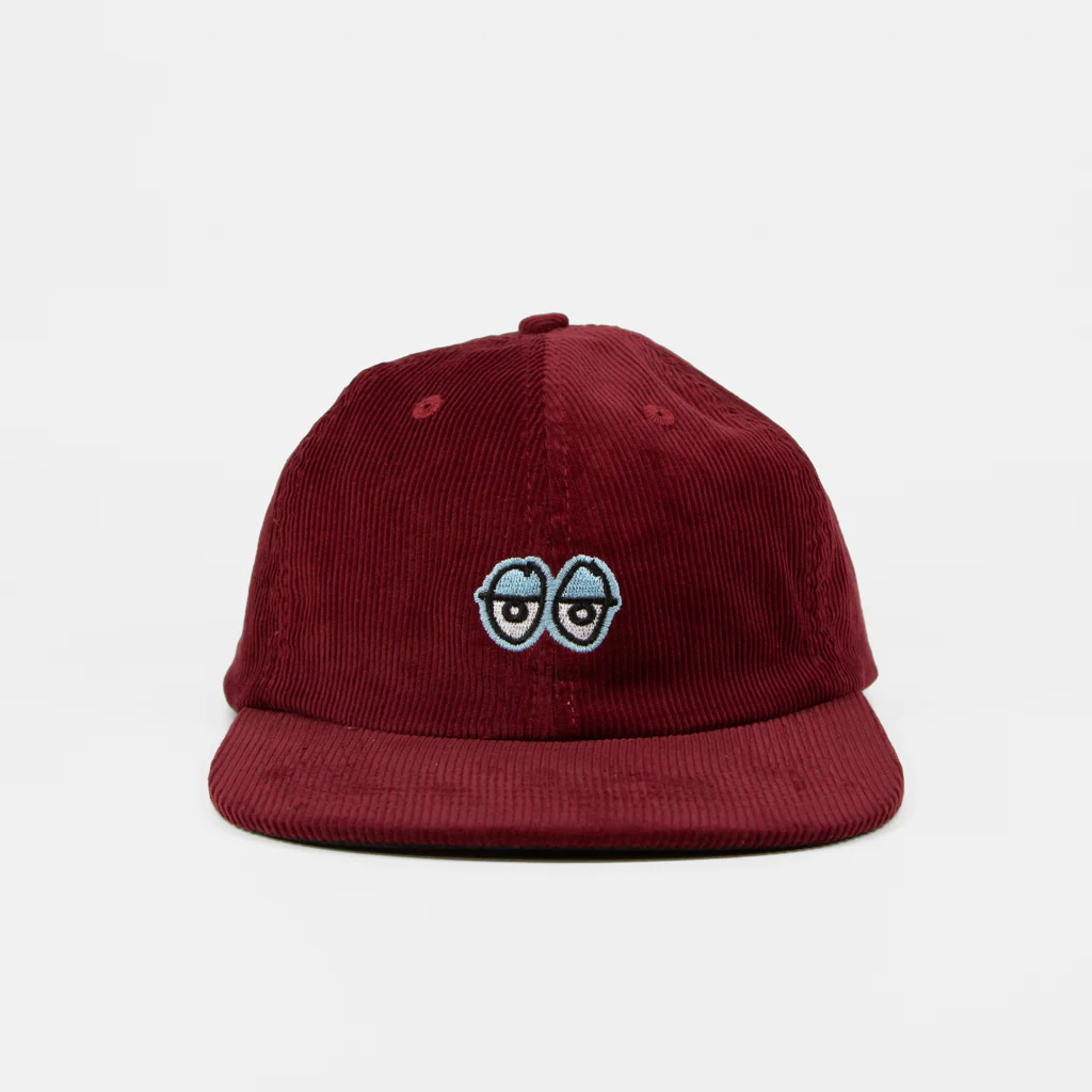 Krooked Skateboards - Eyes Corduroy Strapback Cap - Burgundy / Blue - Image 2