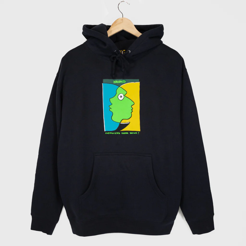 Krooked Skateboards - Freak Shows Pullover Hooded Sweatshirt - Navy / Multi