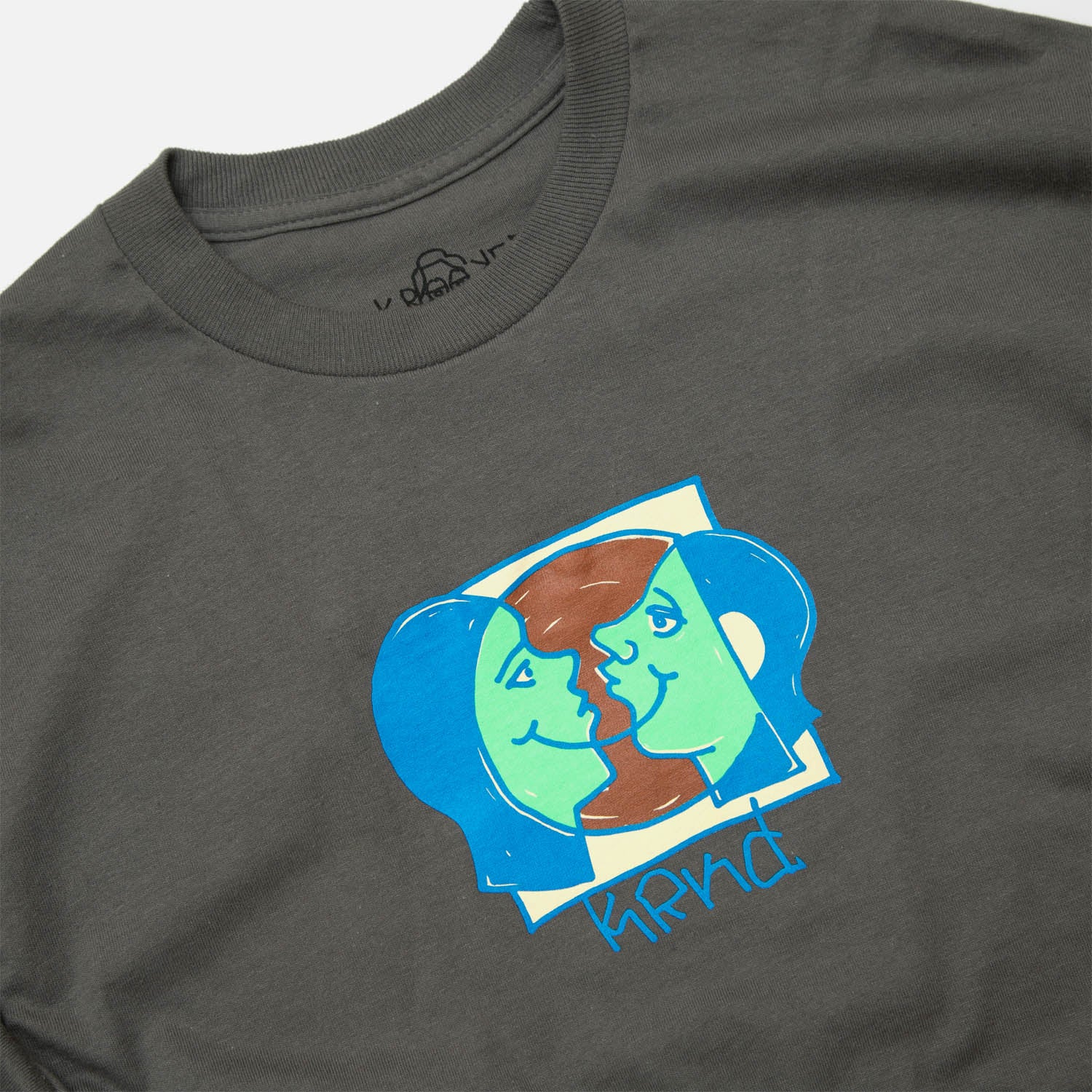 Krooked Skateboards - Moon Smiley Longsleeve T-Shirt - Charcoal - Image 2