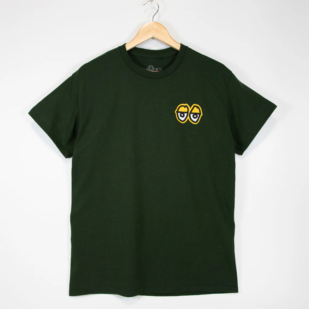 Krooked Skateboards - Strait Eyes T-Shirt - Forest Green / Gold - Image 2