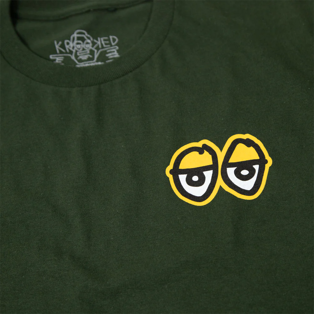 Krooked Skateboards - Strait Eyes T-Shirt - Forest Green / Gold - Image 4