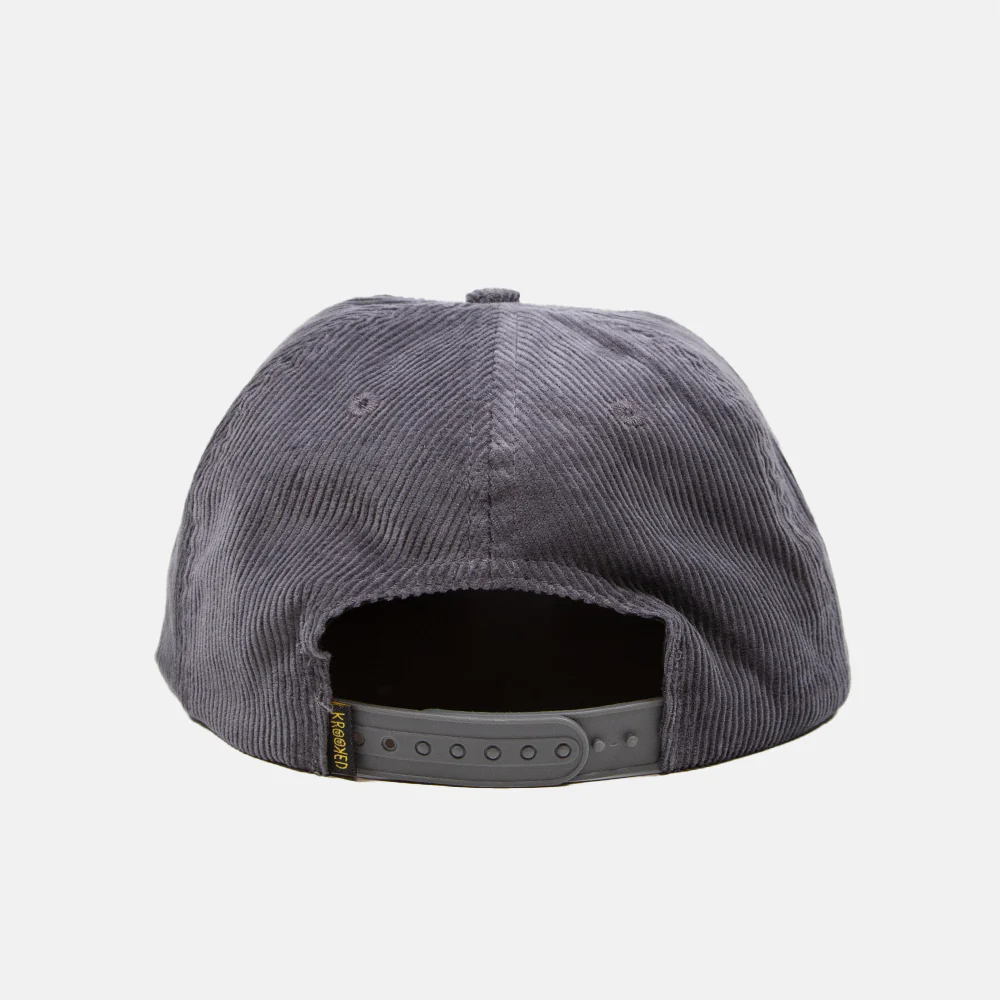 Krooked Skateboards - Style KR Corduroy Snapback Cap - Charcoal - Image 3