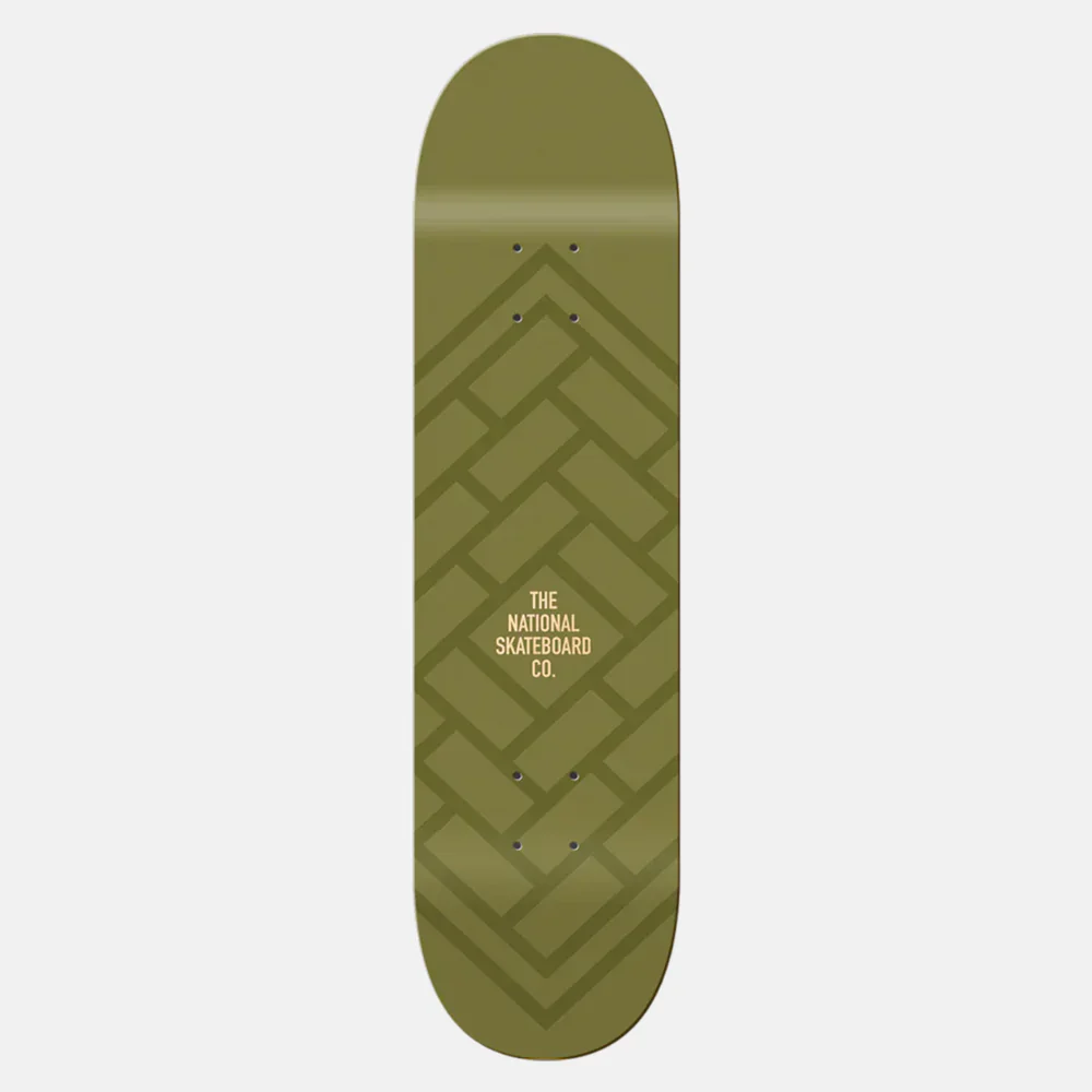 The National Skateboard Co. - 8.0" LOGO GLOSS & MATTE OLIVE SKATEBOARD DECK (MEDIUM CONCAVE)