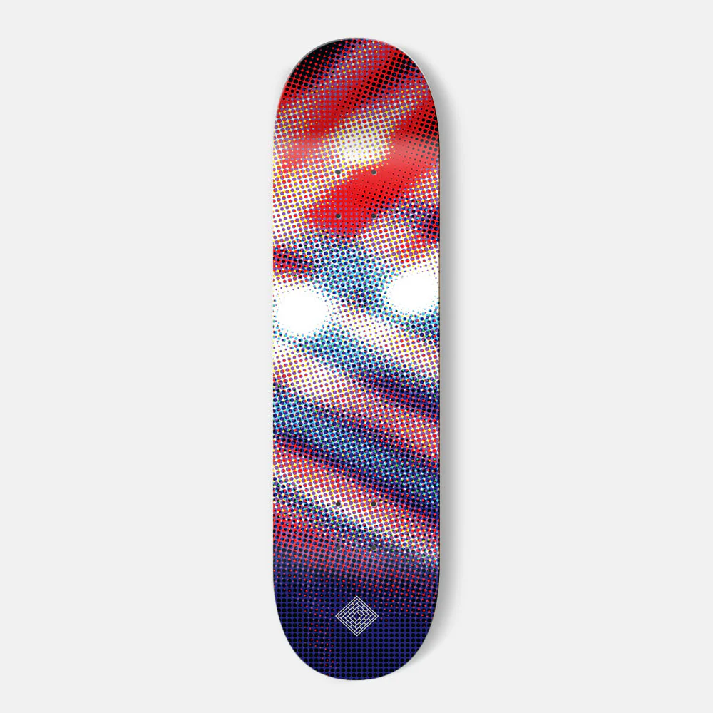 The National Skateboard Co. - 8.0" LUMINOUS HALF TONE RED SKATEBOARD DECK (HIGH CONCAVE)