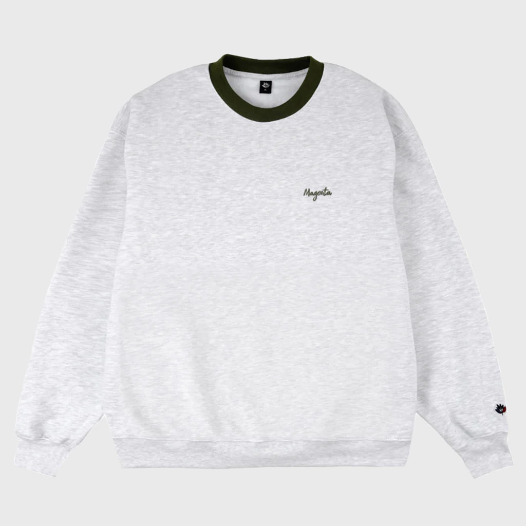 Magenta Skateboards - Script Collar Crewneck Sweatshirt - Ash