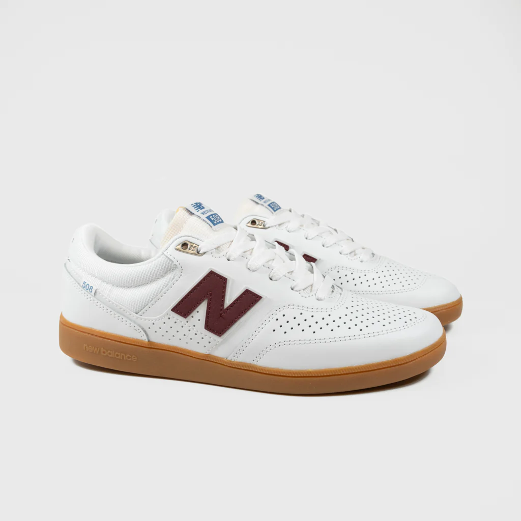 New Balance Numeric - 508 Brandon Westgate Shoes - White / Burgundy / Gum - Image 2