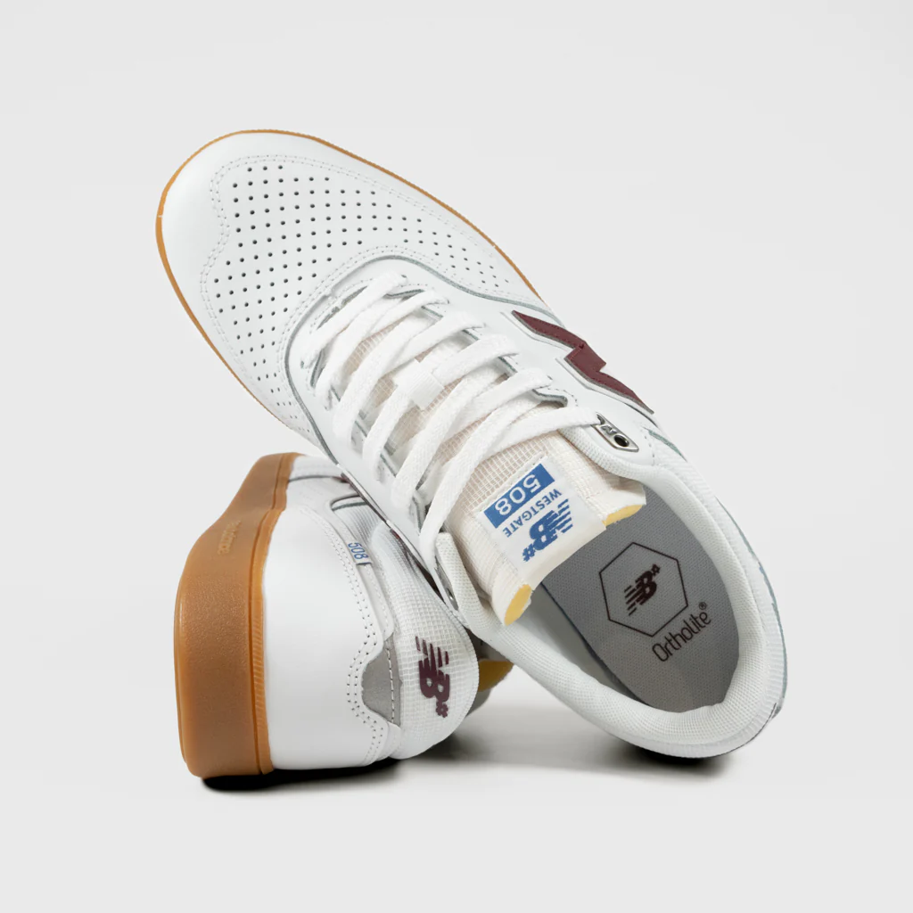 New Balance Numeric - 508 Brandon Westgate Shoes - White / Burgundy / Gum - Image 4