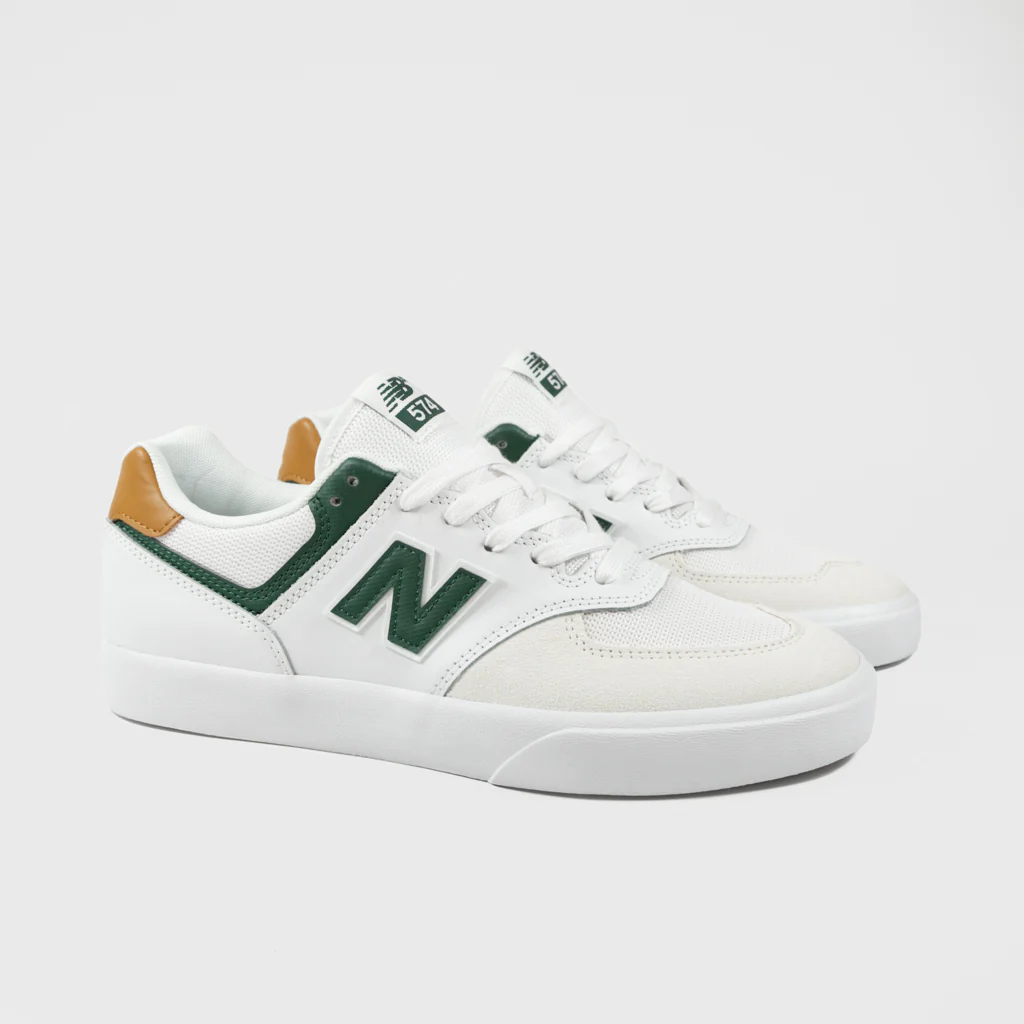 New Balance Numeric - 574 Vulc Shoes - White / Nightwatch Green - Image 2