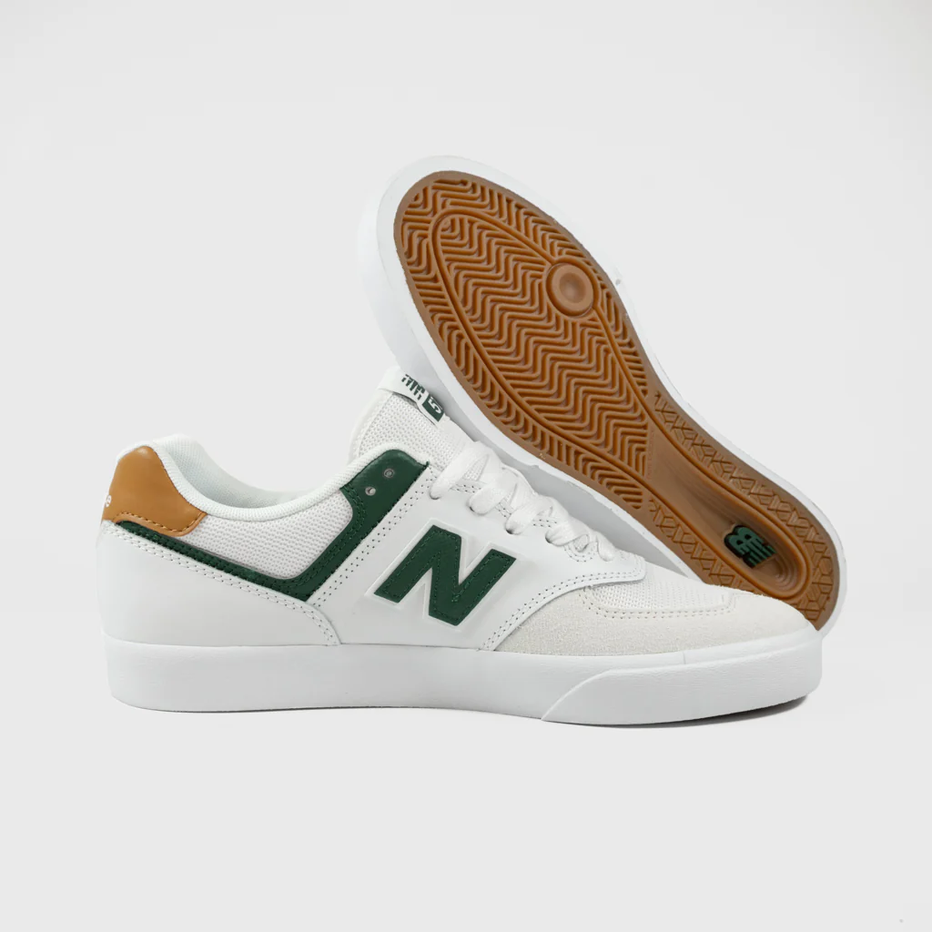 New Balance Numeric - 574 Vulc Shoes - White / Nightwatch Green - Image 3