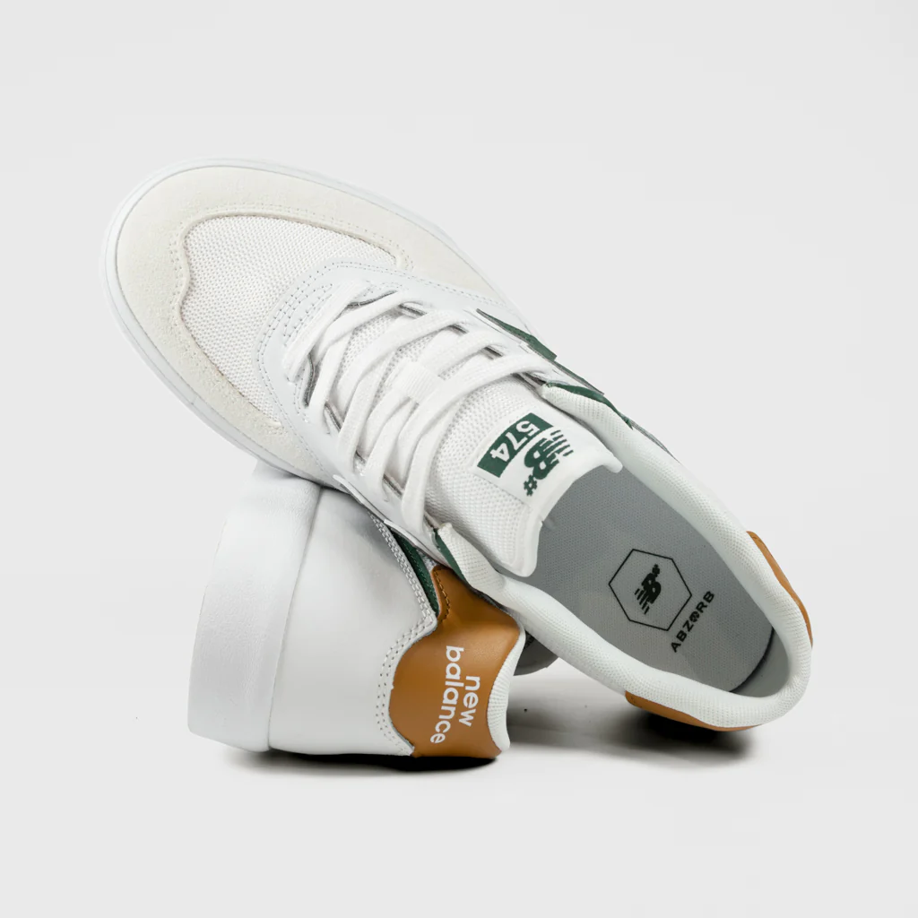 New Balance Numeric - 574 Vulc Shoes - White / Nightwatch Green - Image 4