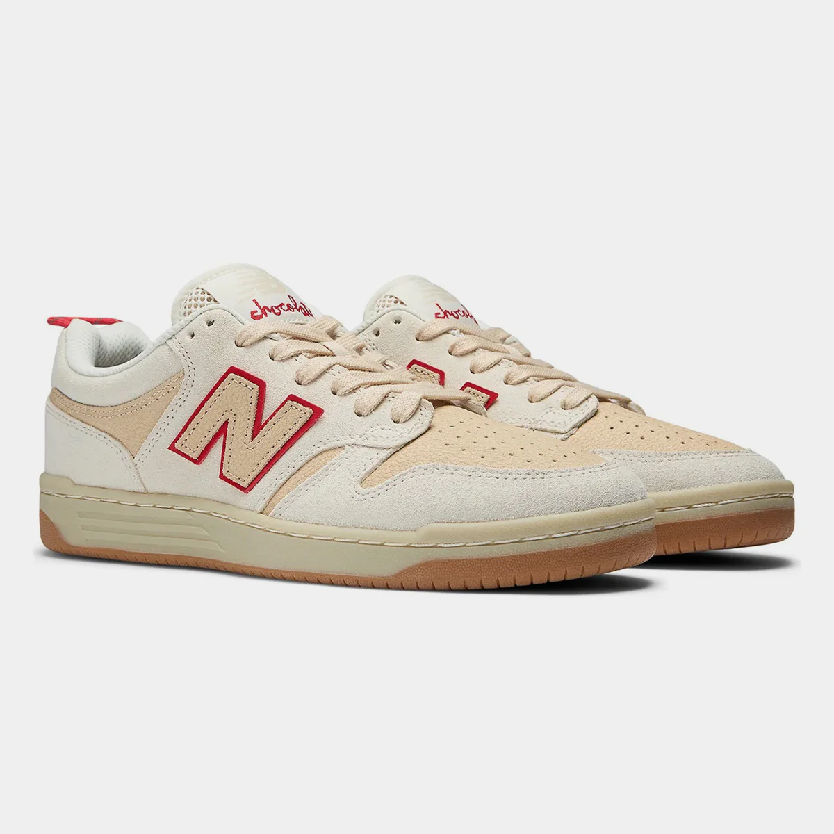New Balance Numeric - Chocolate 480 Shoes - Sea Salt / Red - Image 2