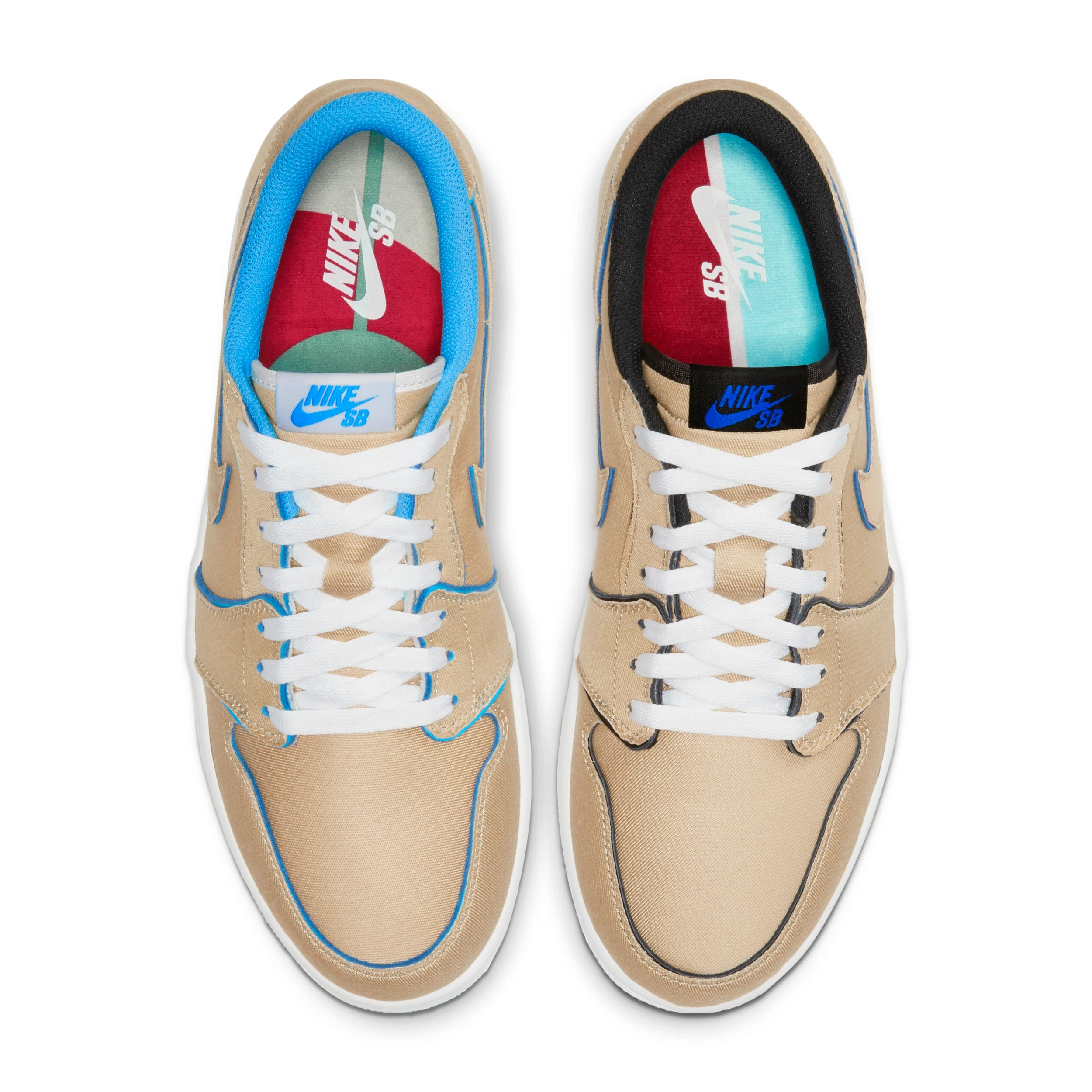 Nike SB - Air Jordan 1 Low QS Shoes - (Lance Mountain) Desert Ore / Royal Blue - Dark Powder Blue - Image 5