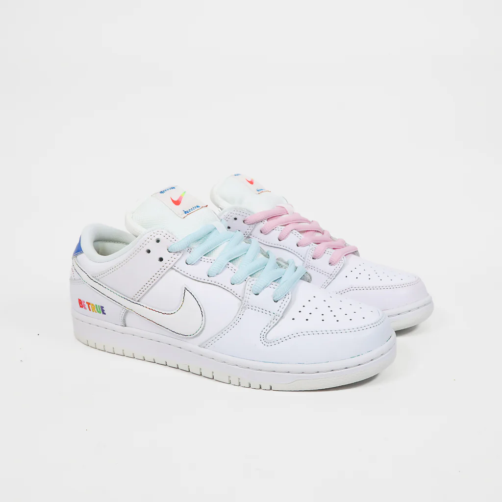 Nike SB - 'Be True' Dunk Low Pro Shoes (UK ONLY) - White / Summit White / Rainbow