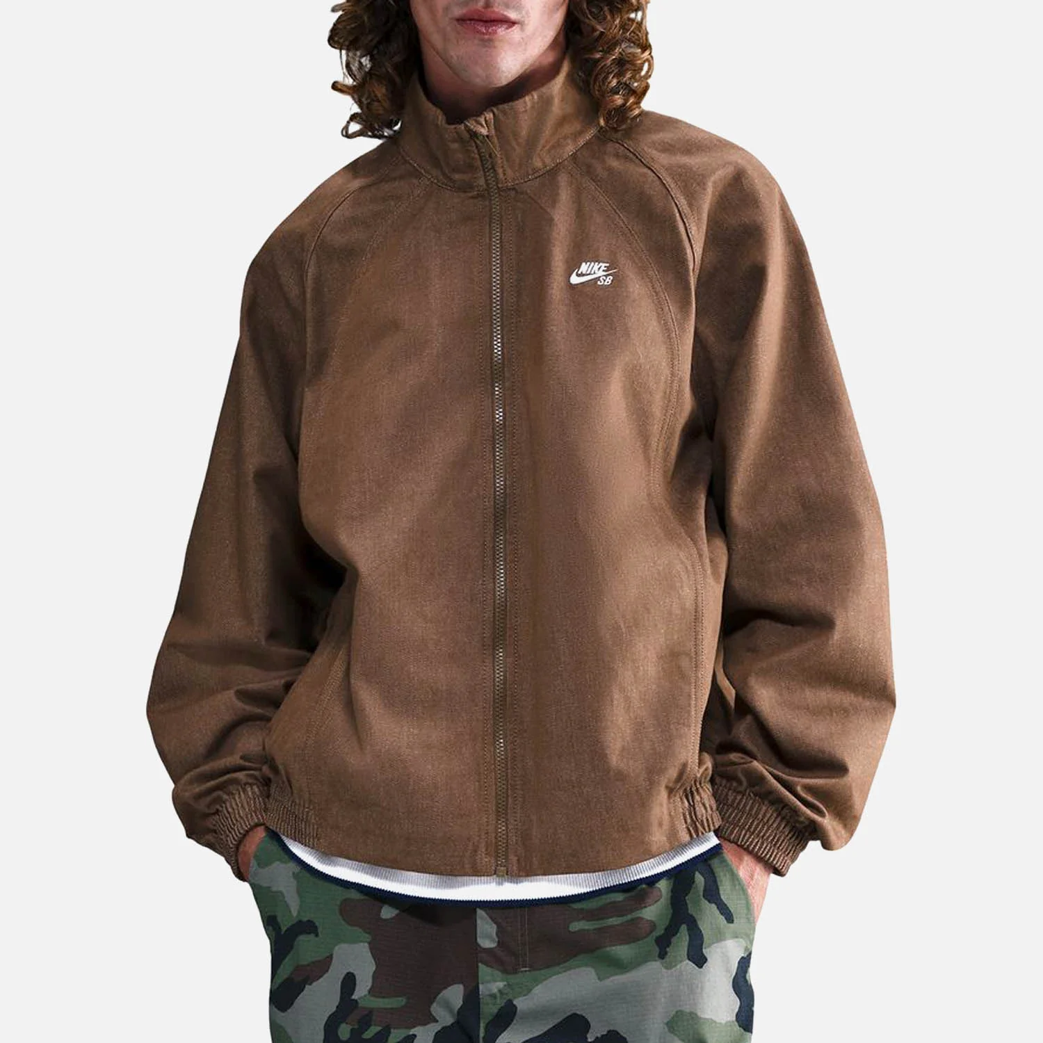 Nike SB - Denim Track Jacket - Mosswood Brown / White - Image 6