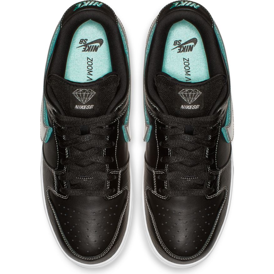 Nike SB - Diamond Dunk Low Pro OG QS Shoes - Black / Chrome / Tropical Twist - Image 2