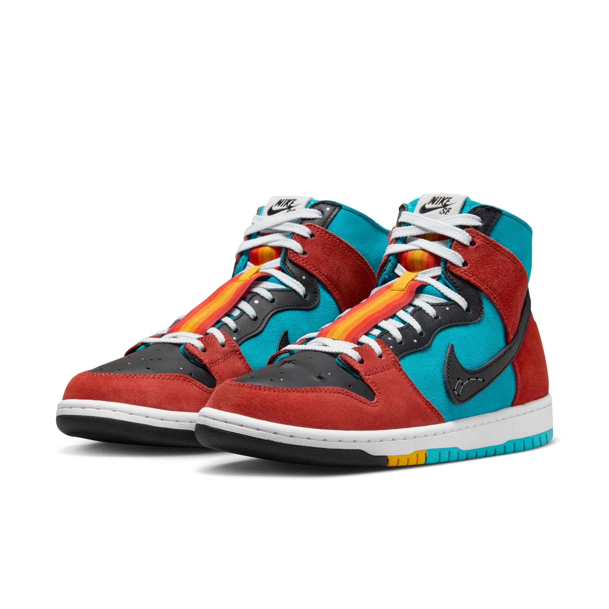 Nike SB - 'Di'orr Greenwood' Dunk High Decon QS Shoes - Turquoise Blue / Black - Rugged Orange
