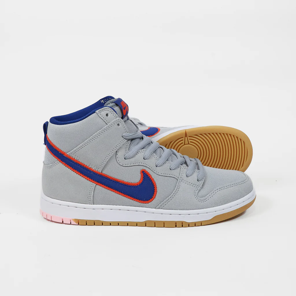 Nike SB - Dunk High Pro Shoes (UK ONLY) - Cloud Grey / Rush Blue / Team Orange - Image 2