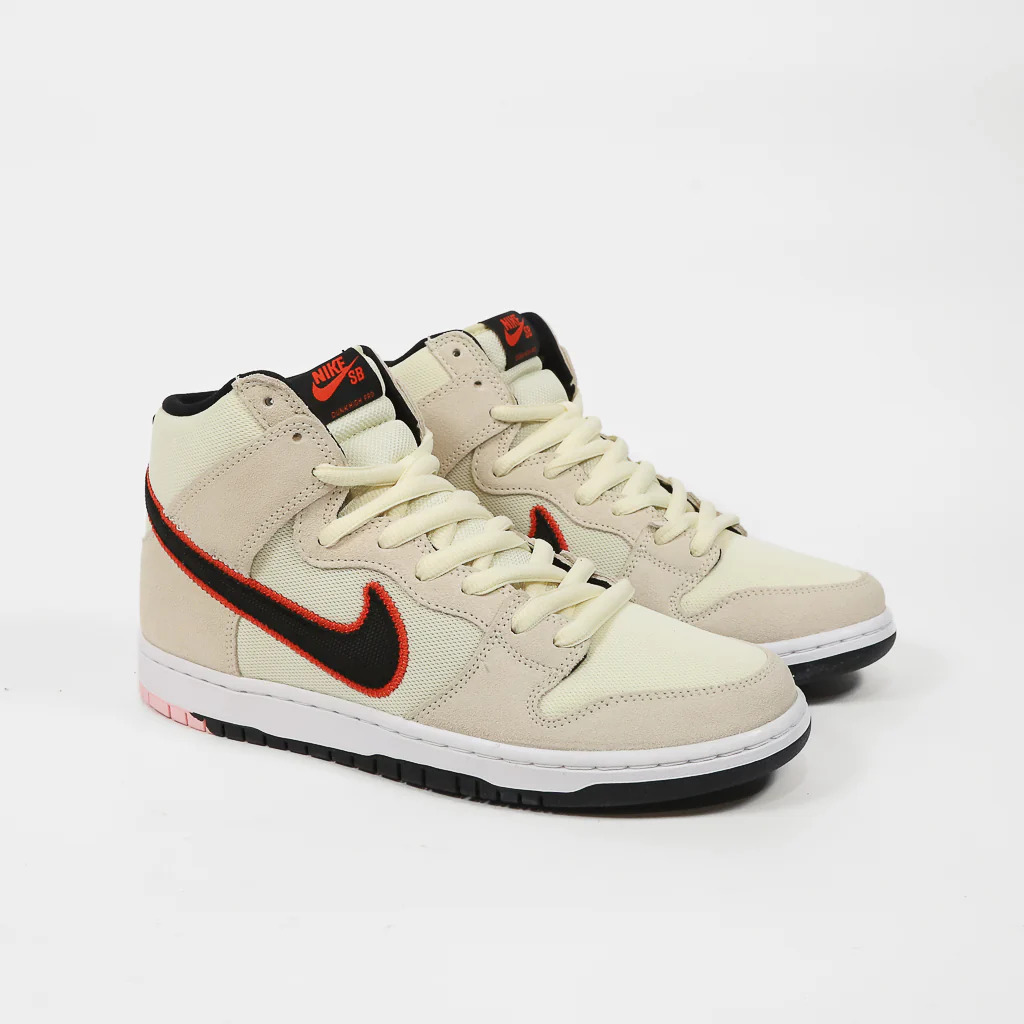 Nike SB - Dunk High Pro Shoes (UK ONLY)- Coconut Milk / Black / Team Orange