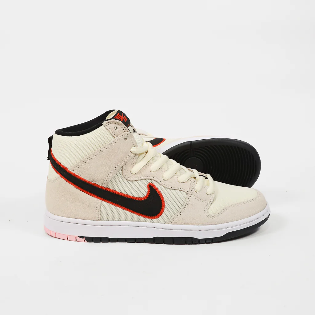 Nike SB - Dunk High Pro Shoes (UK ONLY)- Coconut Milk / Black / Team Orange - Image 2