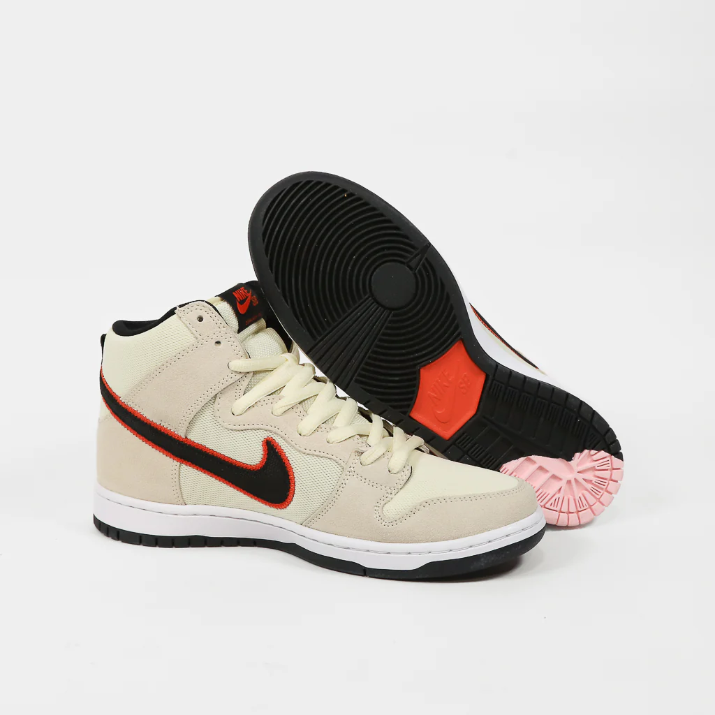 Nike SB - Dunk High Pro Shoes (UK ONLY)- Coconut Milk / Black / Team Orange - Image 3