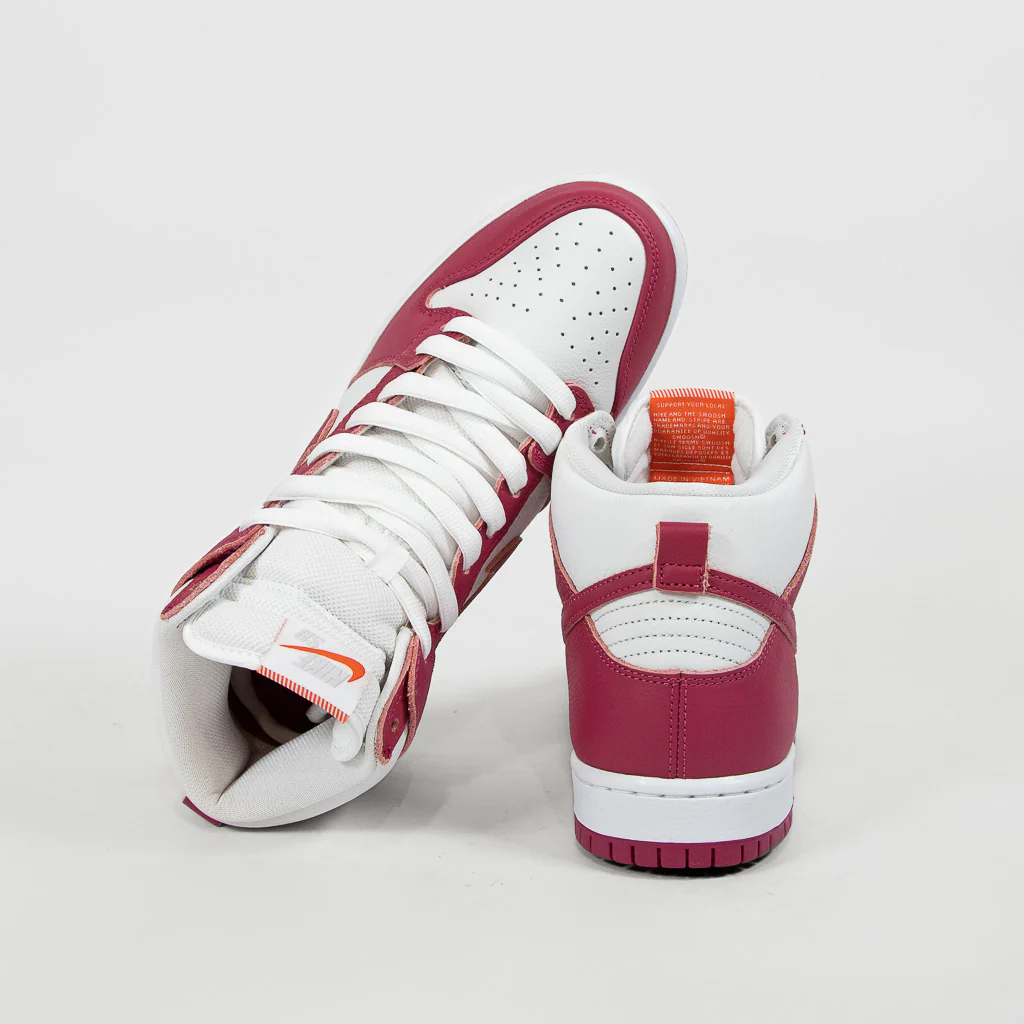 Nike SB - Orange Label Dunk High Pro Shoes - Sweet Beet / White - Image 4