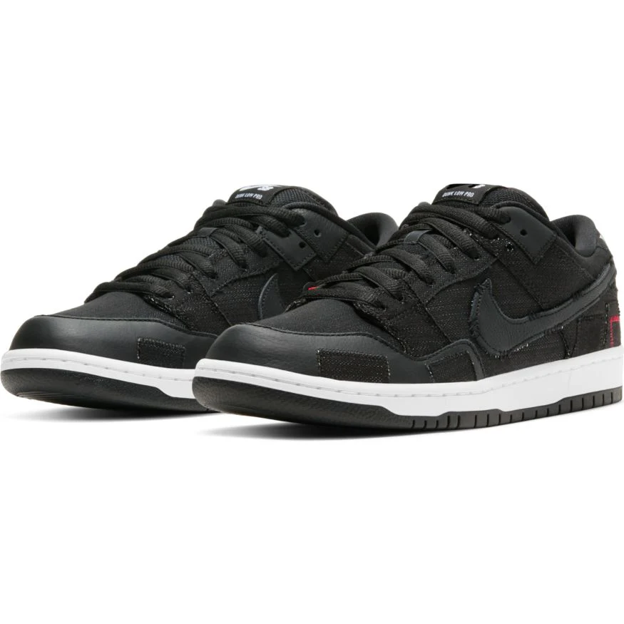 Nike SB - Dunk Low Pro Shoes - Black / Black / University Red (Wasted Youth)