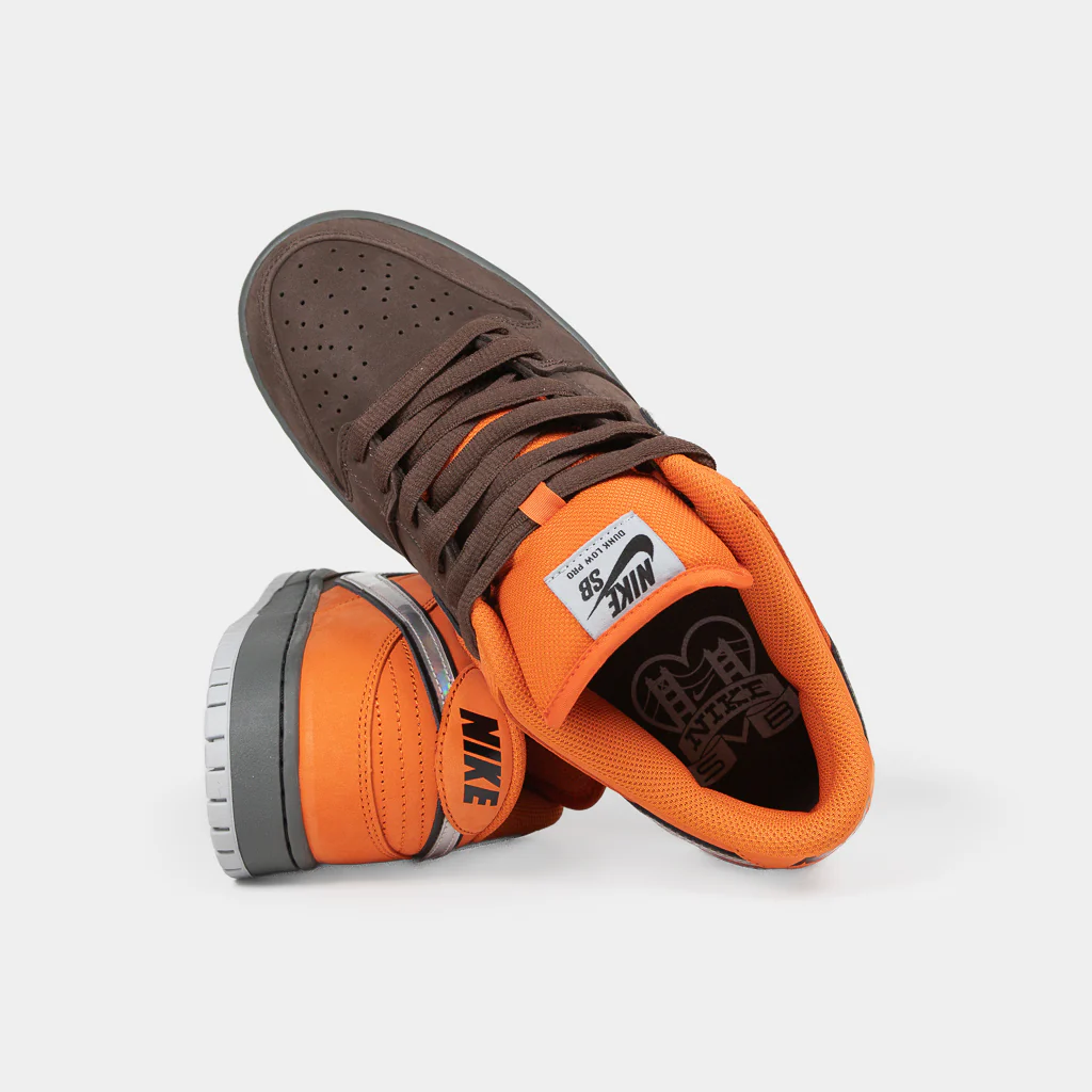 Nike SB - Dunk Low Pro Shoes - Safety Orange / Wolf Grey - Baroque Brown - Image 4
