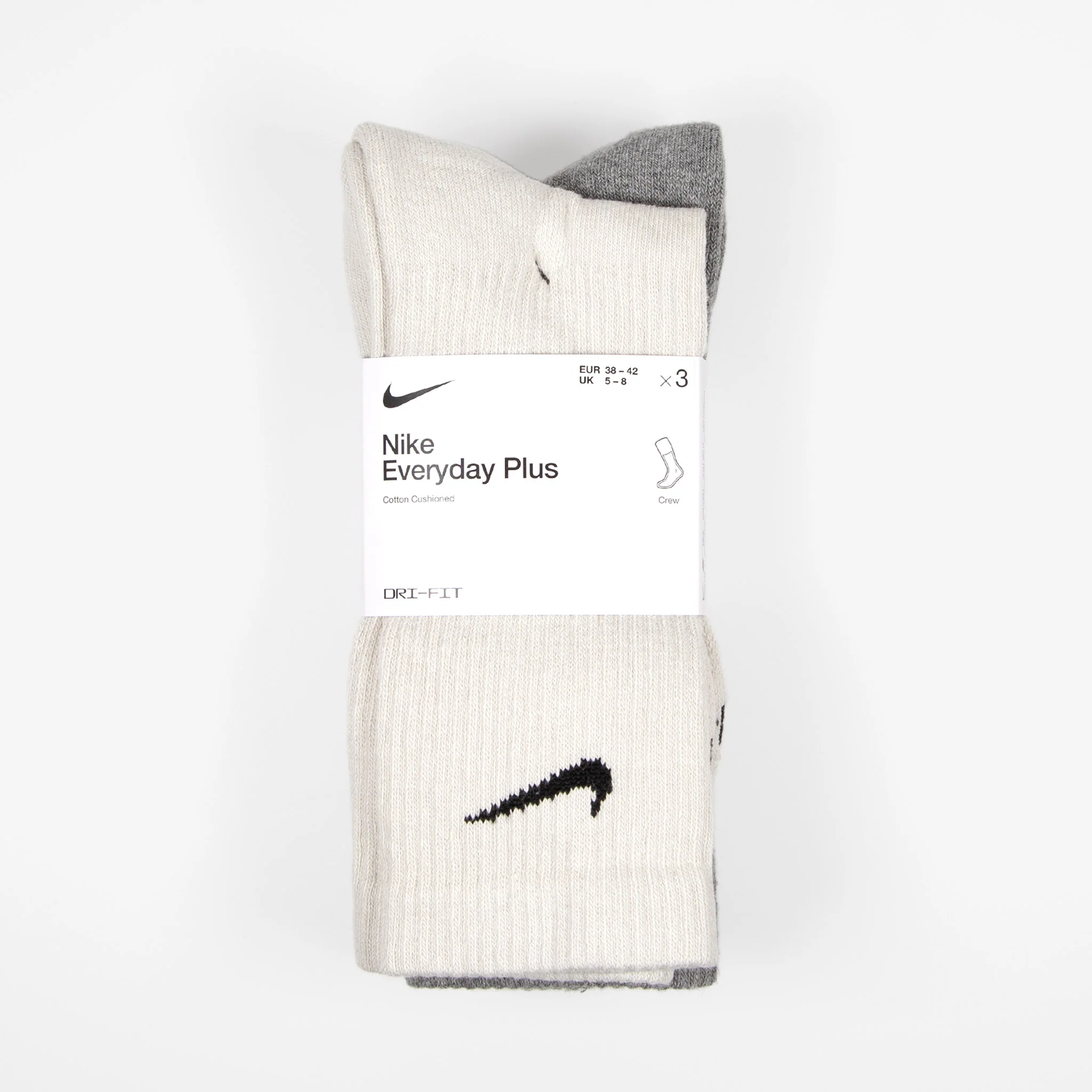 Nike SB - Everyday Plus Cushioned Socks (3 Pack) - Off White / Grey / Navy - Image 2