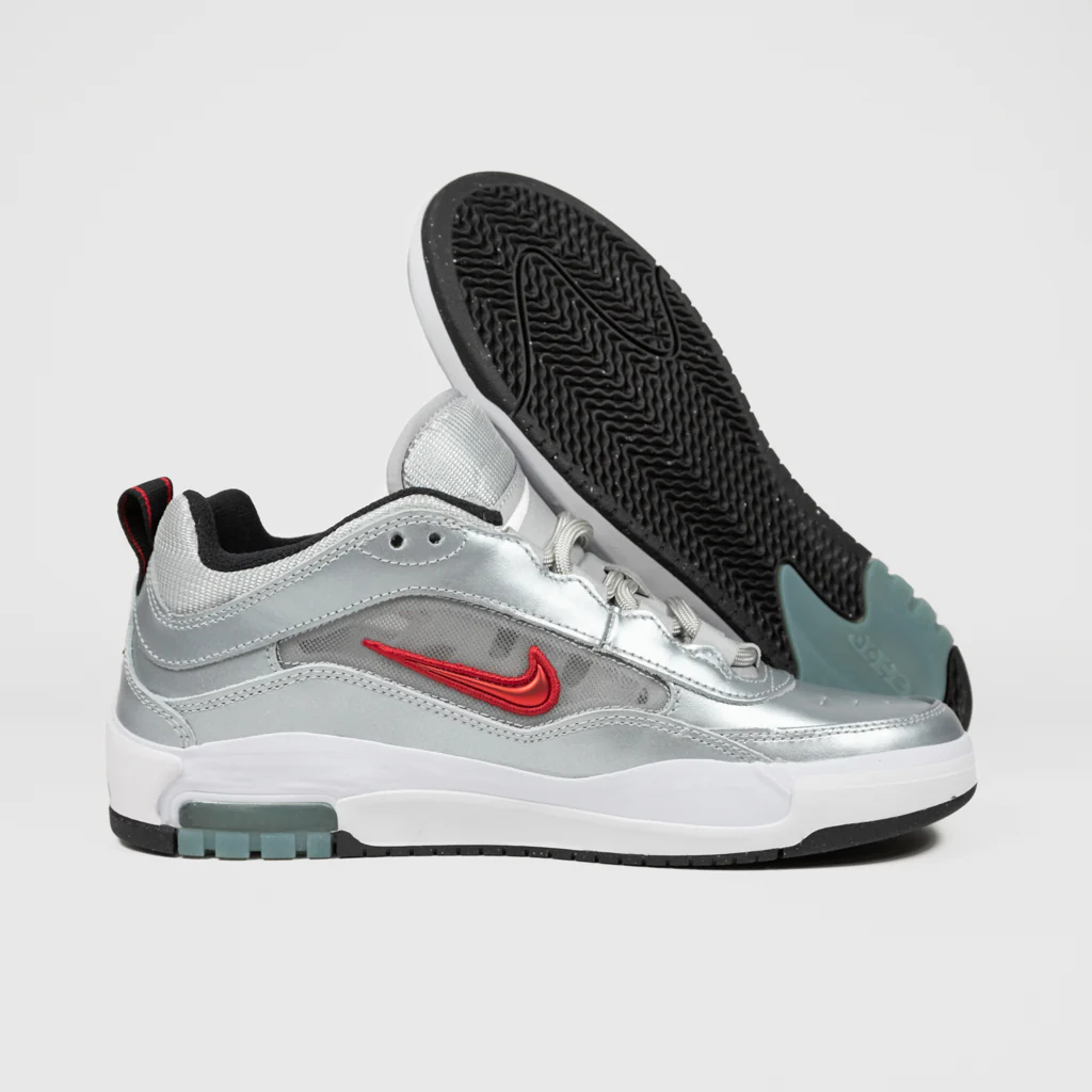 Nike SB - Ishod Wair Air Max Shoes - Metallic Silver / Varsity Red - Image 3