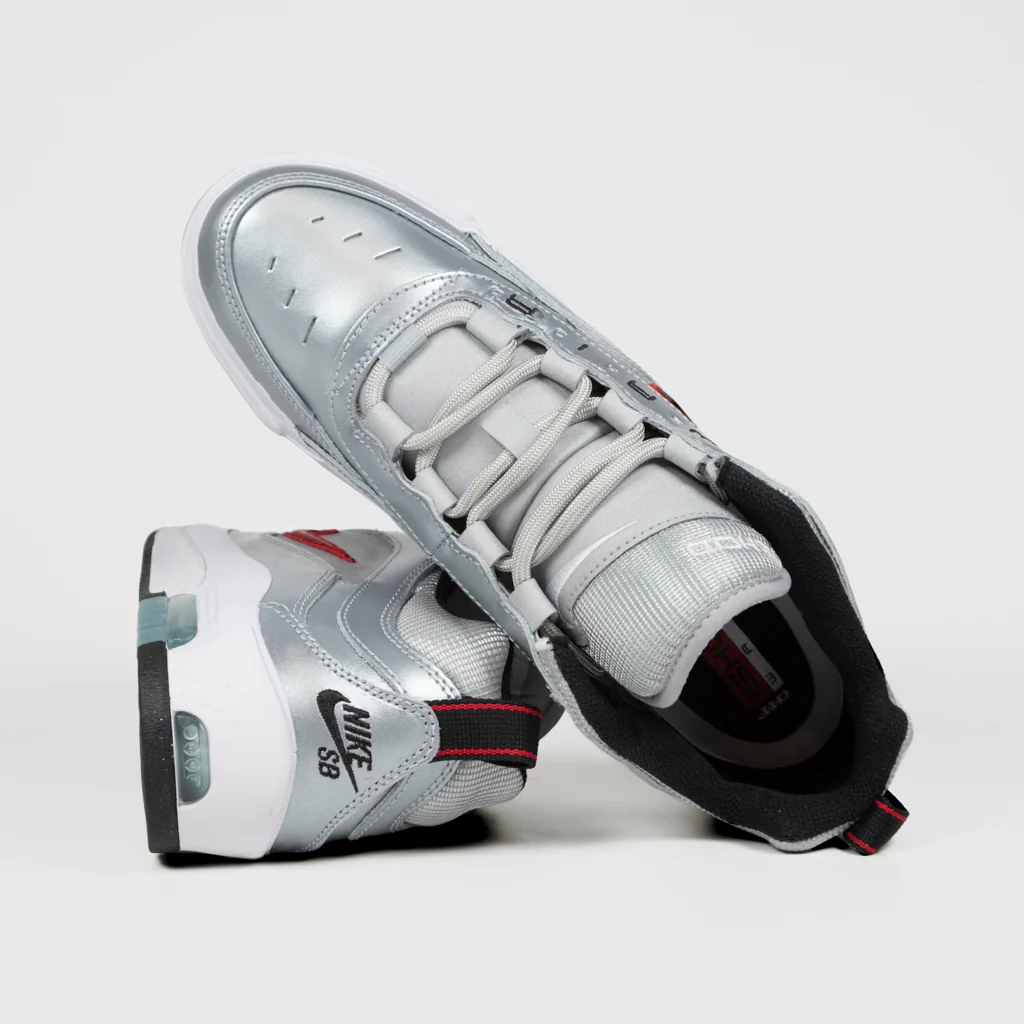 Nike SB - Ishod Wair Air Max Shoes - Metallic Silver / Varsity Red - Image 4