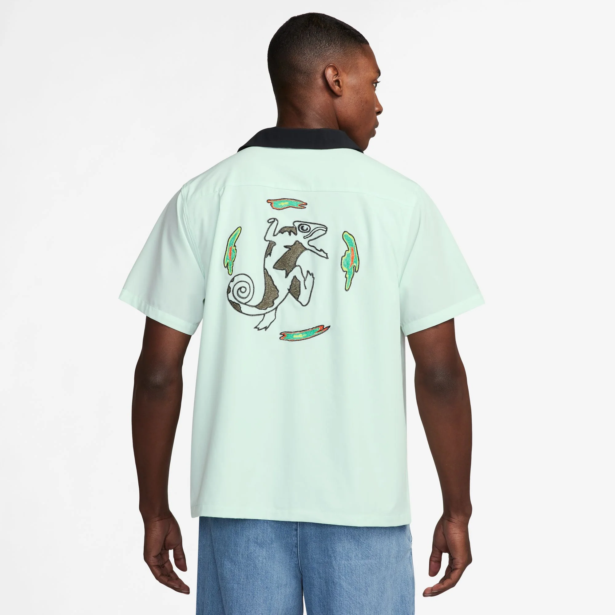 Nike SB - Olympic Bowler Button Up Short Sleeve Shirt - Barely Green / Black - Image 2