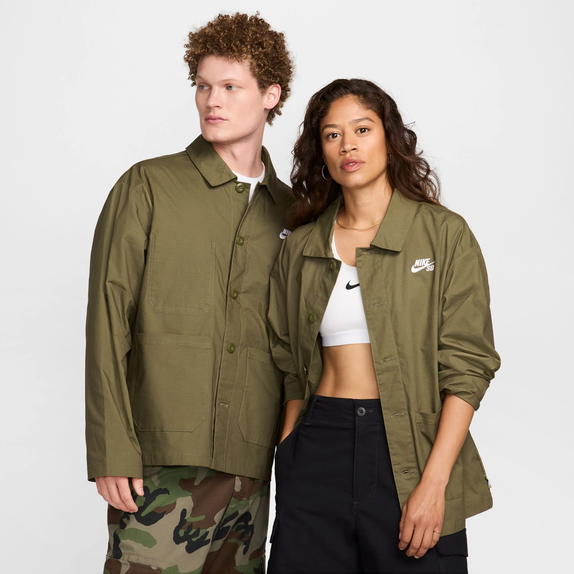 Nike SB - Olympic Chore Jacket - Medium Olive / White - Image 3