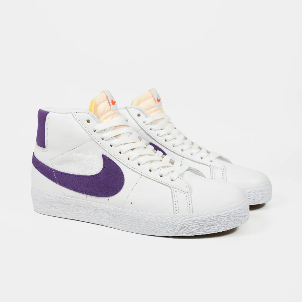 Nike SB - Blazer Mid Orange Label Shoes - White / Court Purple - White - Image 2