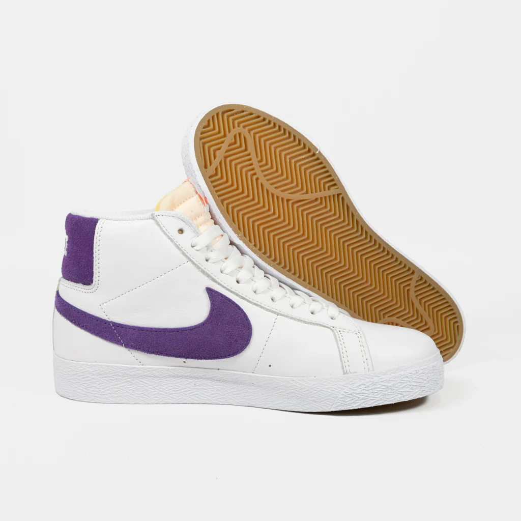 Nike SB - Blazer Mid Orange Label Shoes - White / Court Purple - White - Image 3