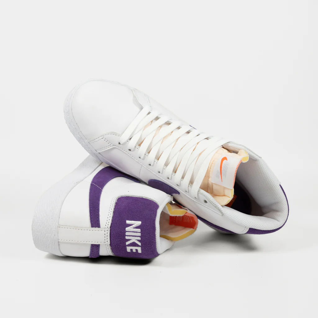 Nike SB - Blazer Mid Orange Label Shoes - White / Court Purple - White - Image 4