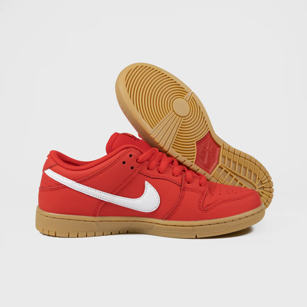 Nike SB - 'Orange Label' Dunk Low Pro Shoes - Red / White - Red - Light Gum - Image 3