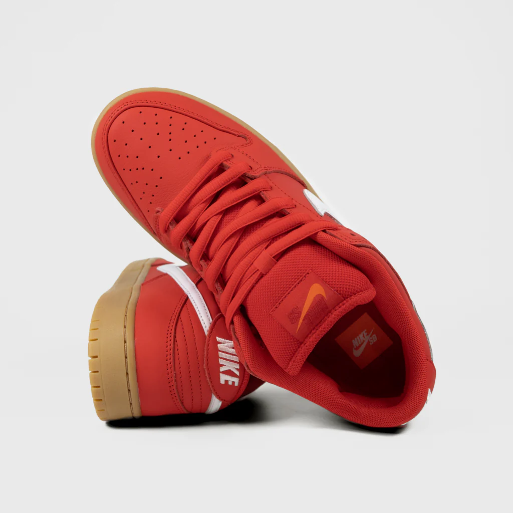 Nike SB - 'Orange Label' Dunk Low Pro Shoes - Red / White - Red - Light Gum - Image 4