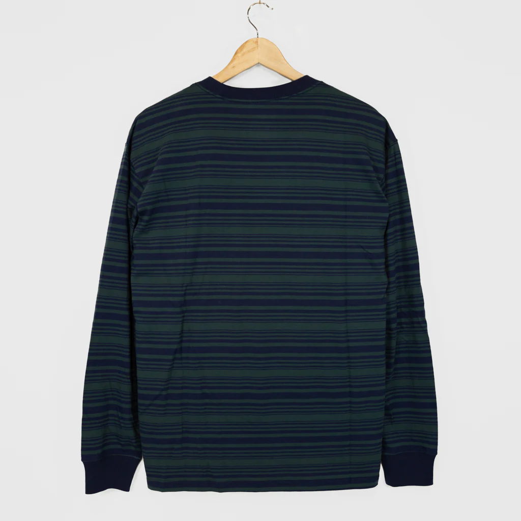 Nike SB - Striped Longsleeve T-Shirt - Midnight Navy / Deep Jungle - Image 2