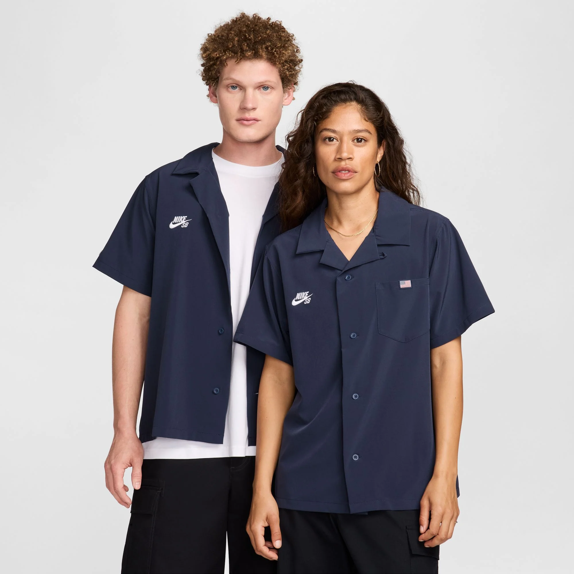 Nike SB - Team USA Olympic Bowler Button Up Short Sleeve Shirt - Obsidian / White - Image 3