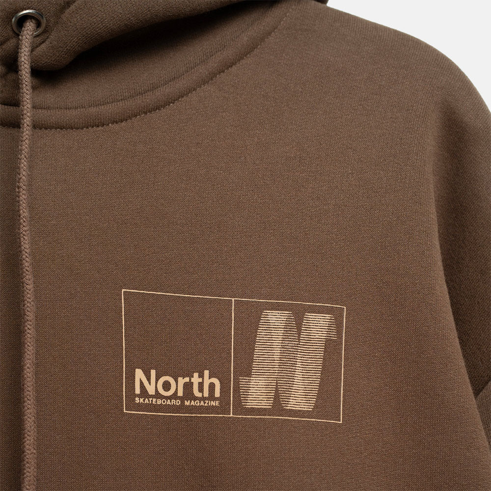 North Skate Mag - N Logo Pullover Hooded Sweatshirt - Brown / Sand - Image 3