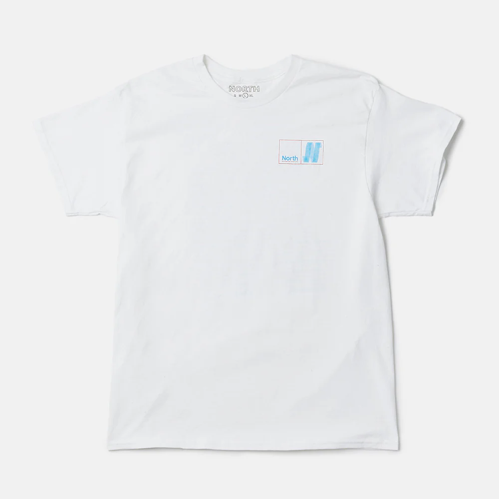 North Skate Mag - N Logo T-Shirt - White / Blue / Red - Image 2