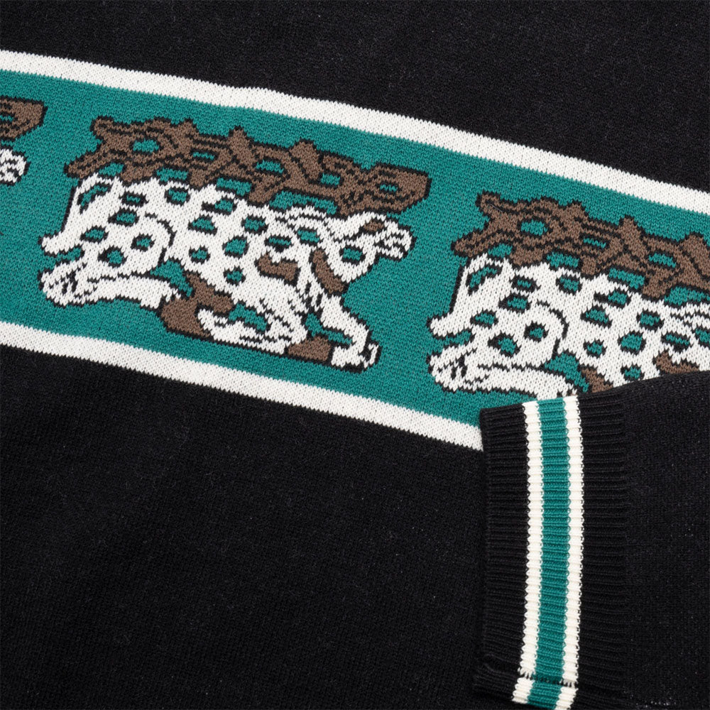 Pass Port Skateboards - Antler Knitted Jumper - Black / Teal - Image 2