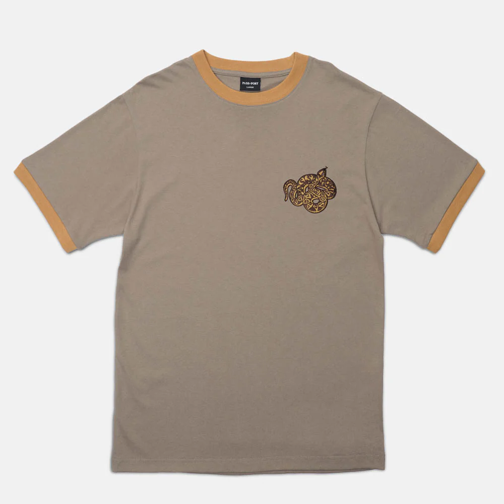 Pass Port Skateboards - Coiled Embroidered T-Shirt - Khaki