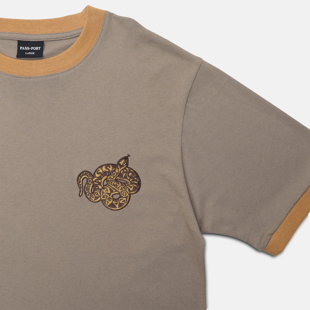 Pass Port Skateboards - Coiled Embroidered T-Shirt - Khaki - Image 2