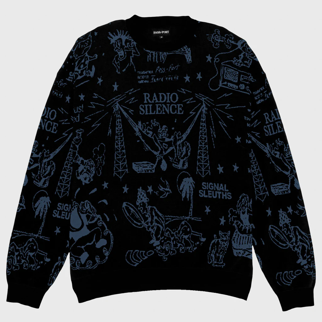 Pass Port Skateboards - Eyeball Knitted Jumper - Black / Harbour Blue
