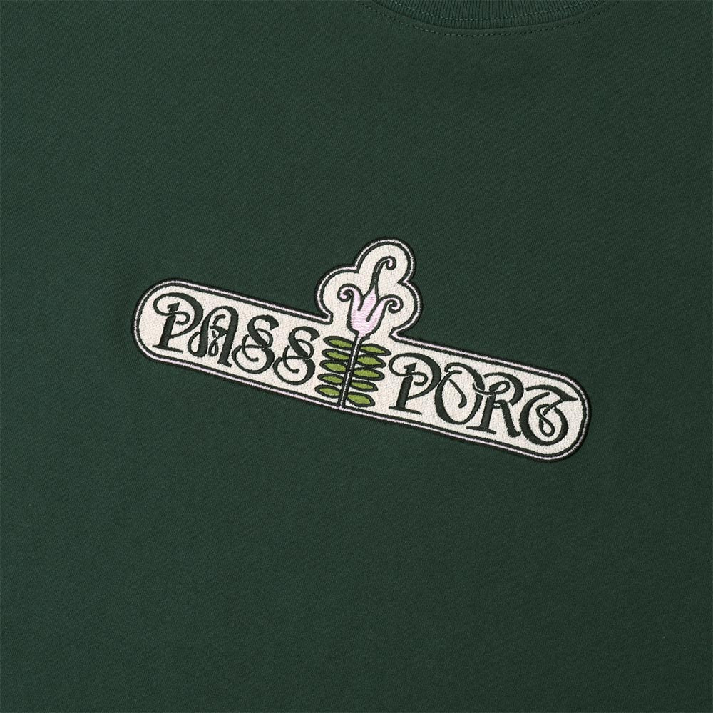 Pass Port Skateboards - Gardenia Embroidered T-Shirt - Forest Green - Image 2