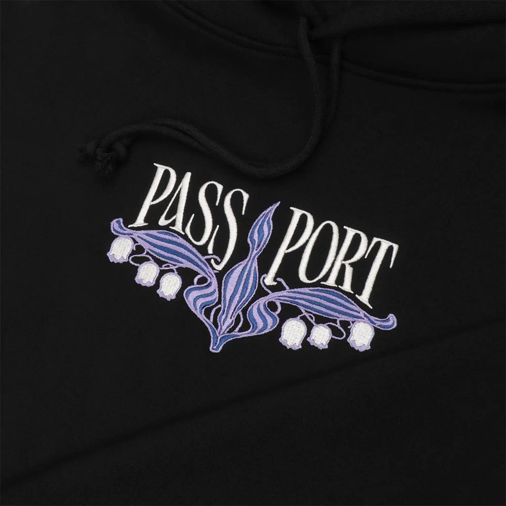 Pass Port Skateboards - Lily Of The Valley Pullover Hooded Sweatshirt - Black - Image 2